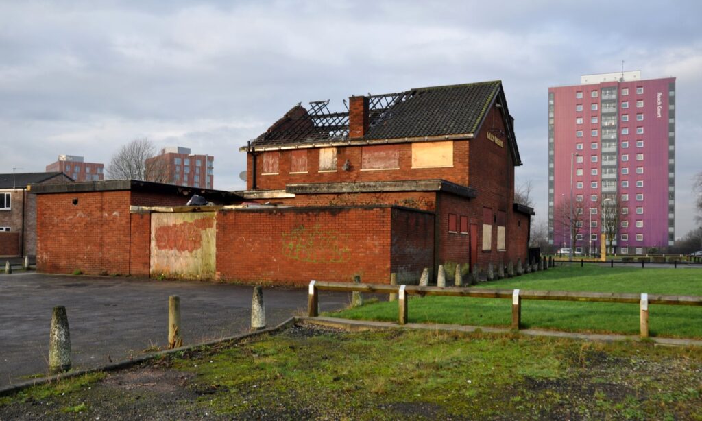 flat-roofed pub
