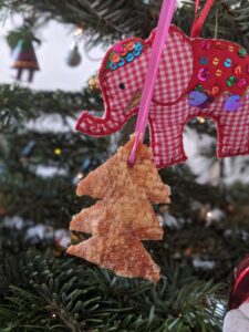 Pork crackling Christmas tree decoration on a Christmas tree