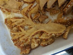 Pork crackling Christmas reindeer decoration in a pan
